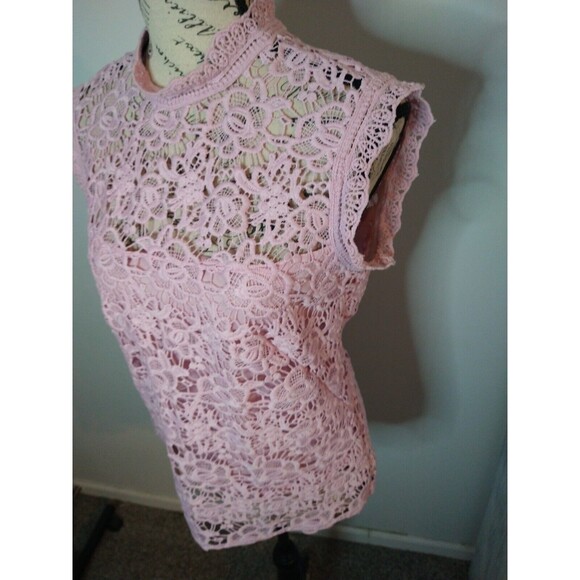 Nanette Lepore Sleeveless Lace Top Sm Boho Cottage Core Feminine Y2k - Picture 3 of 9